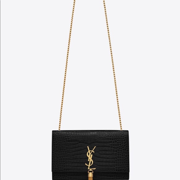 SAINT LAURENT Crocodile Embossed Medium Kate Tassel Bag - Picture 13 of 15